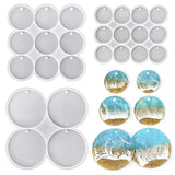 RESINWORLD 25-Cavity Set of Large + Medium + Small Shiny Flat Circle Silicone Mold, Drilled Round Earrings Pendant Mold, Keychain Resin Mold, Pet Tag Mold ResinWorld