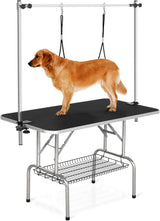 Professional Dog Pet Grooming Table Adjustable Heavy Duty Portable w/Arm & Noose & Mesh Tray (36", Black) Anwick