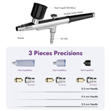 50 PSI Airbrush Kit with Air Compressor, High Pressure Airbrush Kit Non-Clogging with 0.2/0.4/0.5mm Nozzle/Cleaning Sets, Dual-action Air Brush for Painting, Modeling, Cake Decor, Makeup, Nails, DIY Fleoriya