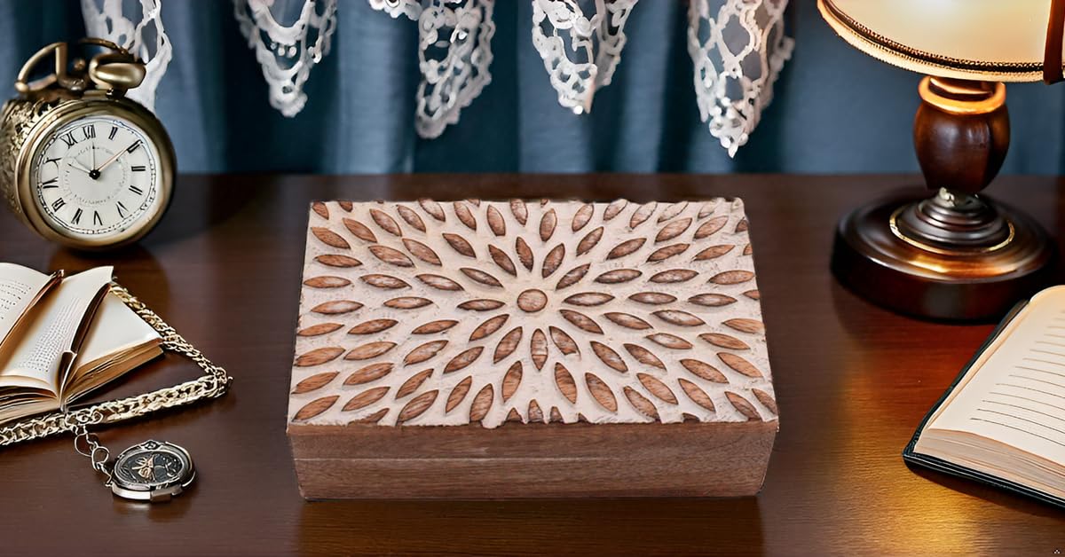 Great Birthday Gift Ideas Handmade Decorative Wooden Jewelry Box Jewelry Organizer Keepsake Box Treasure Chest Trinket Holder Watch Box Storage Box Housewarming Gifts Women The Great Indian Bazaar