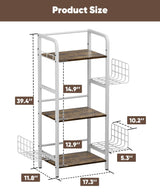 Tuohours 3-Tier Purse Organizer Rack, Iron & Wood Floor-Standing Bag Storage Holder with Adjustable Side Basket and Hook Handbag Organizers Display Stand Shelf for Closet, Bedroom, Entryway, White Tuohours