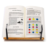 wishacc Bamboo Book Stand, Adjustable Book Holder Tray and Page Paper Clips-Cookbook Reading Desk Portable Stable Hard-Wearing Lightweight Bookstand-Textbooks Books wishacc