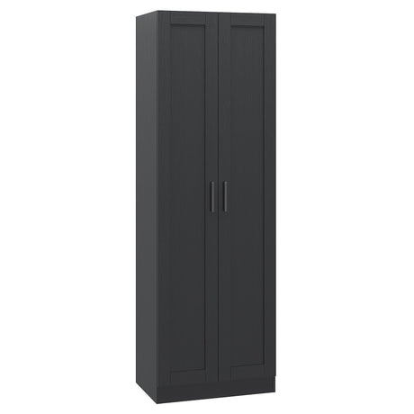 Panana Wooden Tall Storage Cabinet, Collection Food Pantry Cabinet Narrow Cabinet Free Standing with 2 Doors and Shelves (Black-s, 45P) Panana