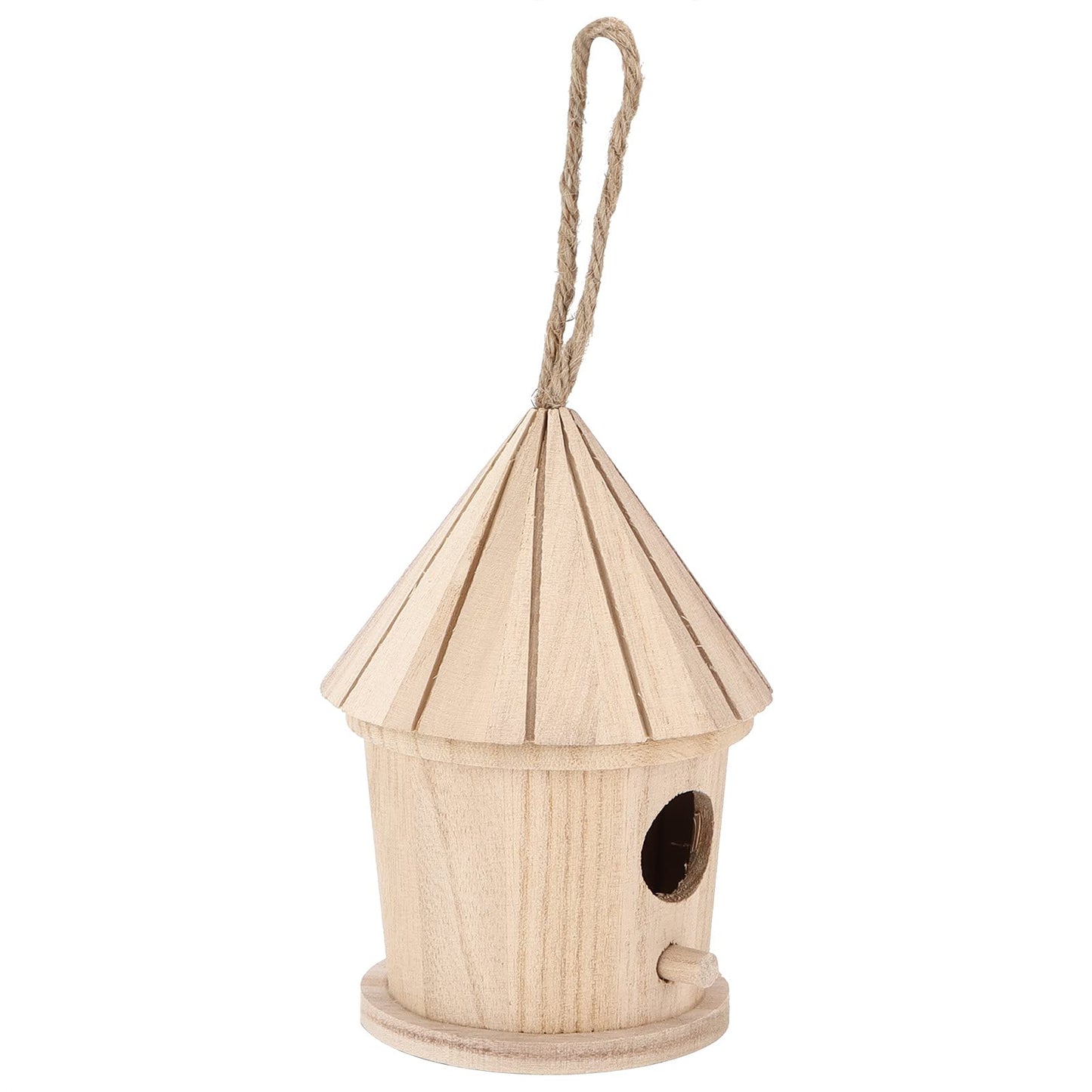 Wooden Birdhouses, Unfinished Wood Bird House Round Shaped Hanging Bird Nest for Outdoor Garden