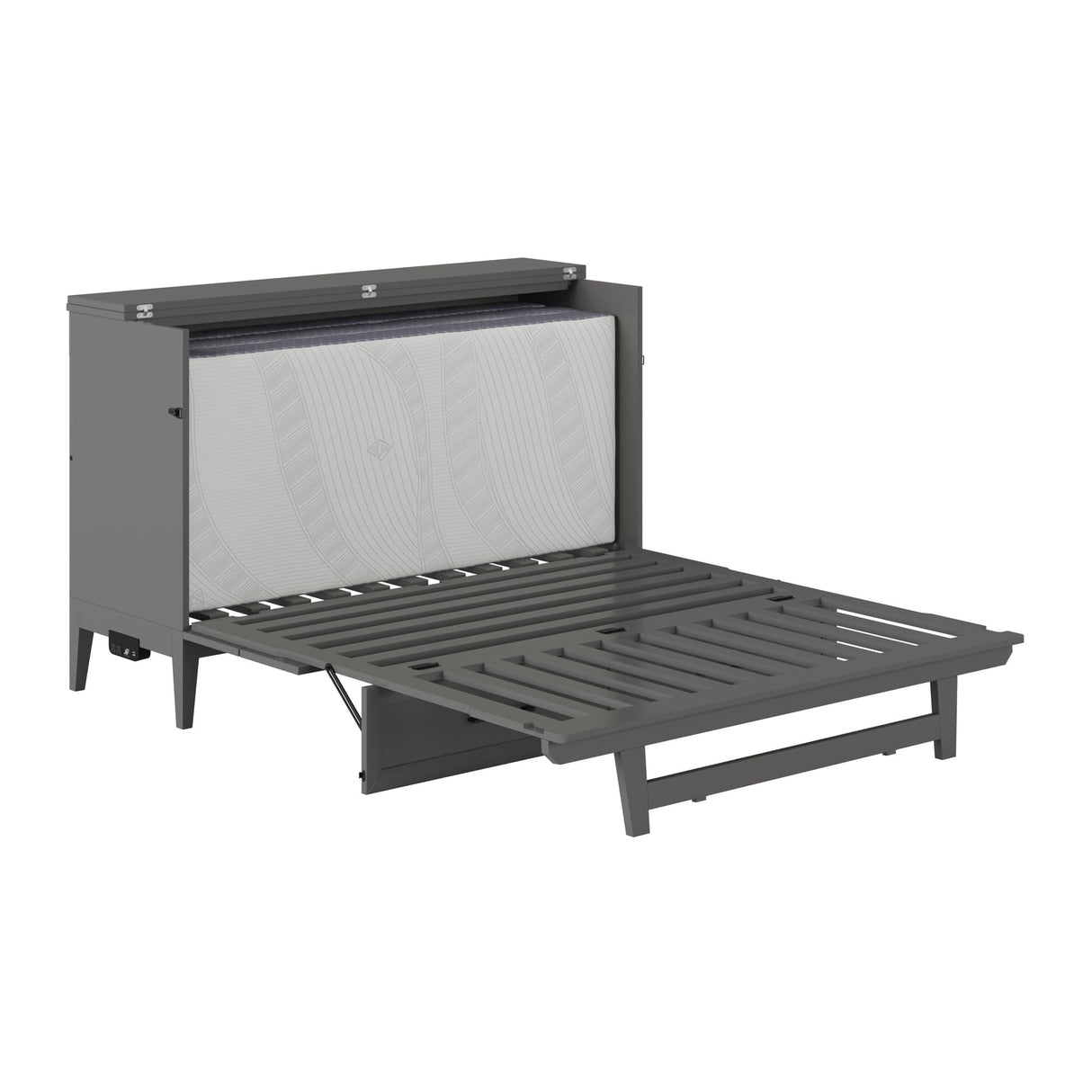 AFI, Santa Fe Queen Murphy Bed Chest with 6" Mattress & Built-in USB Charger, Grey AFI