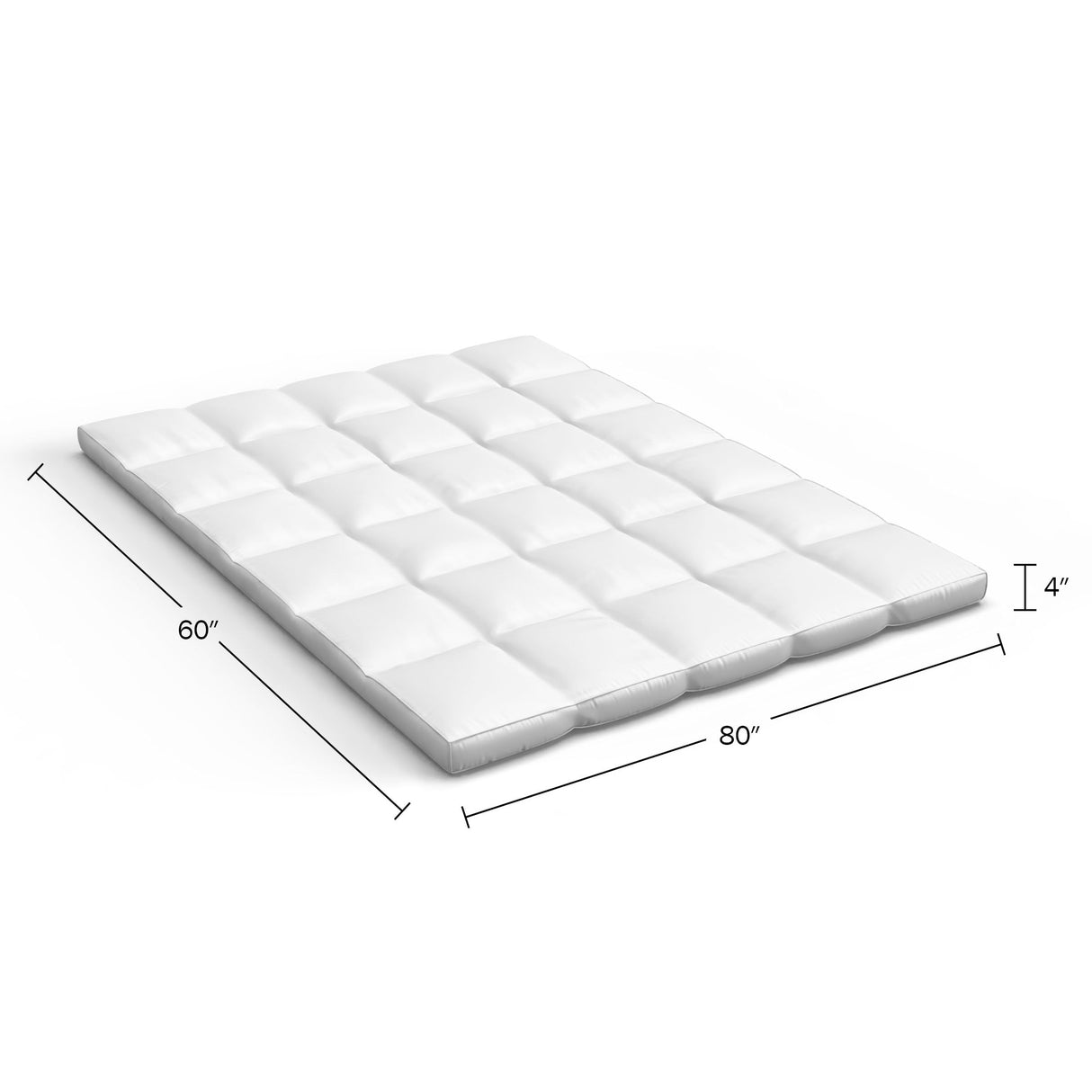 Lavish Home Down Mattress Topper - Queen 4-Inch Duck and Goose Feather Bed with Cotton Mattress Topper Cover - Plush Pillow Top for Cushion and Support (White) Lavish Home