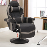 LVUYOYO Reclining Gaming Chair, Gaming Chair with Footrest and Massage, High Back PU Leather Gaming Recliner w/Adjustable Height, Swivel Game Chair with Lumbar Support, Cup Holder, Headrest LVUYOYO