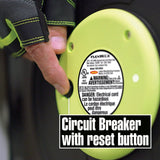 Flexzilla Retractable Extension, 14/3 AWG SJTOW, 50', Grounded Triple Tap Outlet Electric Cord Reel, ZillaGreen, FZ8140503 Flexzilla