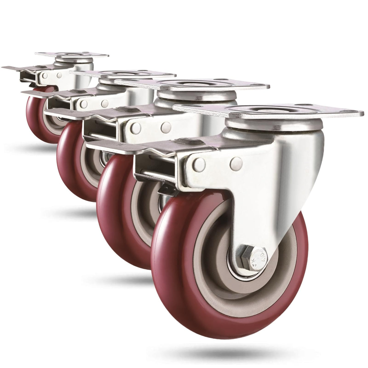 4 inch Heavy Duty Casters Load 2400lbs, Lockable Bearing Plate Caster ...