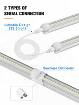 ELEKICO 8FT LED Shop Light, Super Bright 100W Shop Lights, 15000LM 5000K 8 Foot Led Lights, Linkable 96" LED Shop Lights Lighting for Garage with Plug, V Shape T8 8' Led Light Fixtures 10 Pack ELEKICO