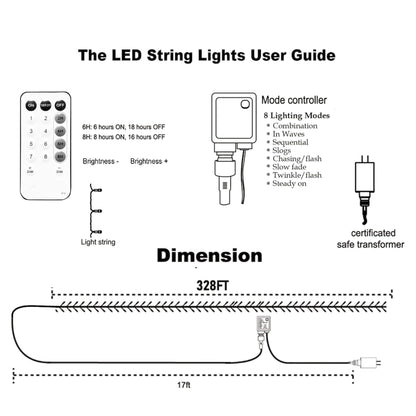 Dazzle Bright Outdoor Christmas String Lights, 1000 LED 328 FT Plug in Fairy Light with Remote Control 8 Modes & Timer, Waterproof Decoration for Home Garden Yard Xmas Wedding, Warm White