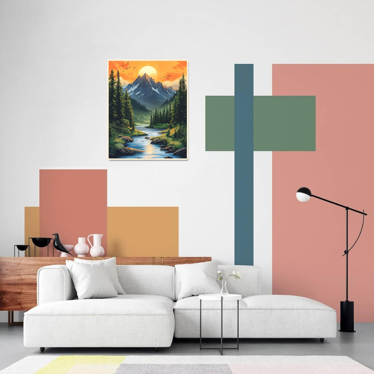 Mountain Paint by Numbers Kit for Adults Beginner Sunset Oil Painting Kit Adult Paint by Number Kits on Canvas Landscape DIY Painting for Beginners Art by Numbers for Gifts Home Wall Decor 16x20 Inch obterie