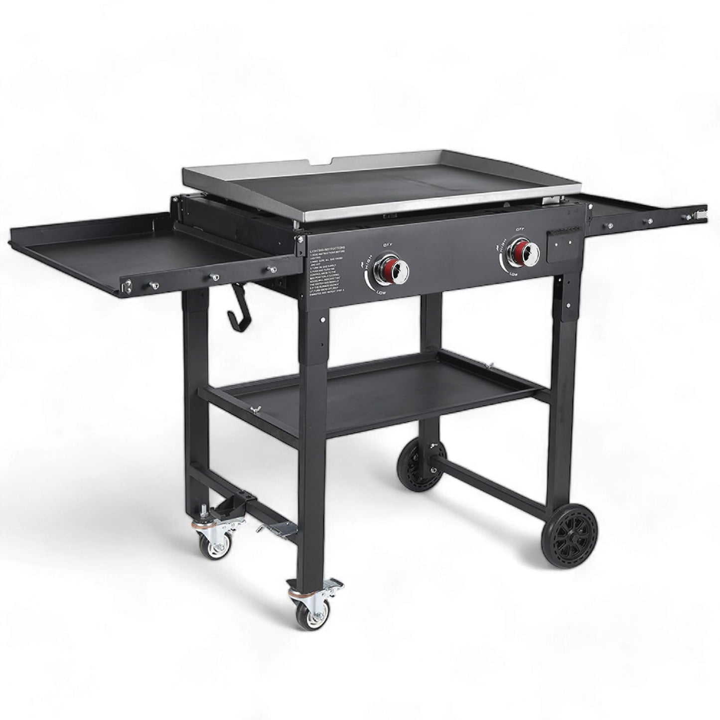 GasOne Foldable Propane Burner Grill – 28-Inch Flat Top Grill Griddle Cooking Station – 2 Burner Propane Grill with Pre-Seasoned Griddle – Professional Burners for Outdoor Cooking with Side Shelves