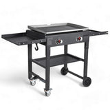 GasOne Foldable Propane Burner Grill – 28-Inch Flat Top Grill Griddle Cooking Station – 2 Burner Propane Grill with Pre-Seasoned Griddle – Professional Burners for Outdoor Cooking with Side Shelves Gas One