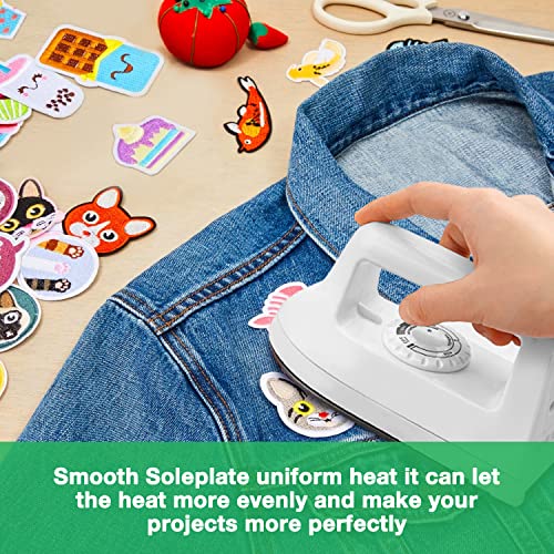 Mini Iron for Clothes, Travel Iron Small Electric Heat Press Machine for T-shirts Crafting, Portable Iron for Home College (White) Hommtina