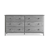 Grain Wood Furniture Greenport 6-Drawer Bedroom Dresser, Solid Wood with a Brushed Driftwood Finish Grain Wood Furniture