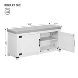 Hzuaneri Shoe Storage Bench, 2 Tier Shoe Bench with Padded Seat Cushion & 2 Barn Doors, Entryway Bench with Adjustable Shelf, Farmhouse Shoe Cabinet for Living Room, Bedroom, White SB26603GY Hzuaneri