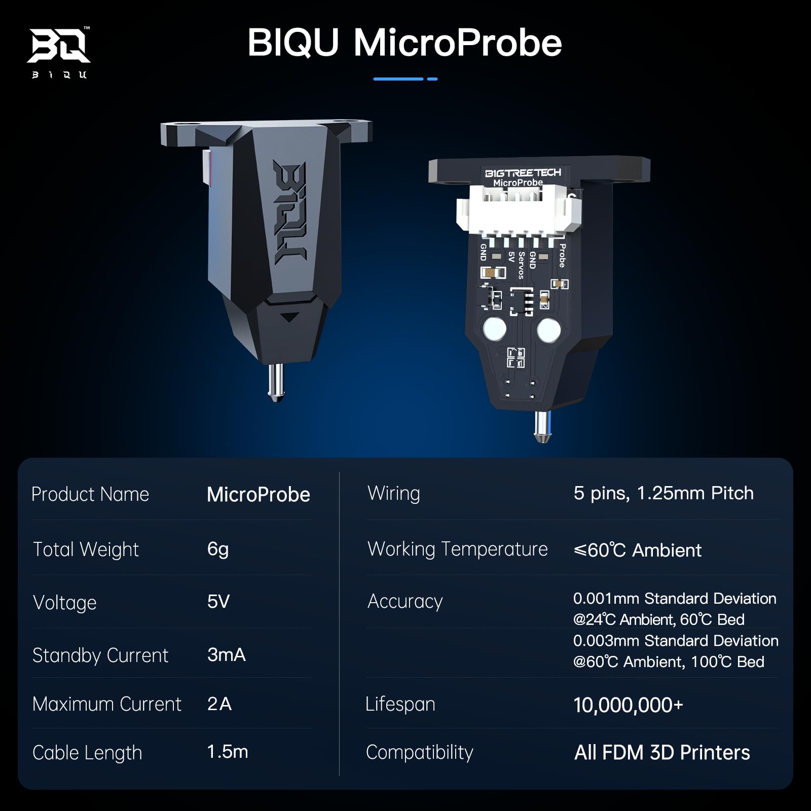 BIQU MicroProbe V2.0 Auto Bed Leveling Sensor, for Ender 3/Ender 3 V2/Ender 3 Pro/Ender 3 Max/Voron/H2 Extruder BIQU B1 3D Printer with SKR Mini E3 V3.0, Octopus V1.1/Pro, Manta/SKR 3 Series  - WoodArtSupply