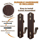 TESLYAR Gun Rack Wall Mount Hold Up Displays Horizontal Gun Rack and Shotgun Hooks Store Rifle Shotgun Bow Real Hardwood Hanger Brown TESLYAR