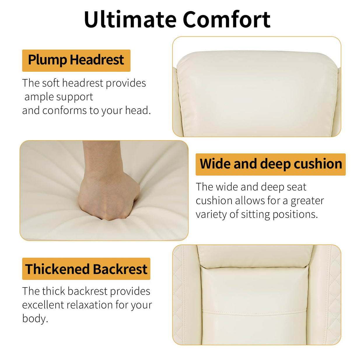 Caberryne Power Recliner Sofa Set with LED Lights,Leather Reclining Couch and Loveseat Set with USB Port/Coffee Table/Cup Holder,Living Room Set with 4 Recliner Seats for House(2 Piece Set,Creamy) Caberryne