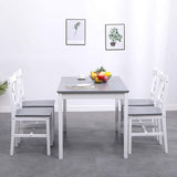 SogesPower Dining Table Set for 4, 5-Piece Wood Kitchen Dining Table Set with 4 Chairs for Kitchen Dining Room Restaurant Small Space, Grey&White SogesPower
