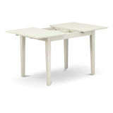 East West Furniture Norfolk 5 Piece Modern Set Includes a Rectangle Wooden Table with Butterfly Leaf and 4 Dining Room Chairs, 32x54 Inch, Linen White East West Furniture