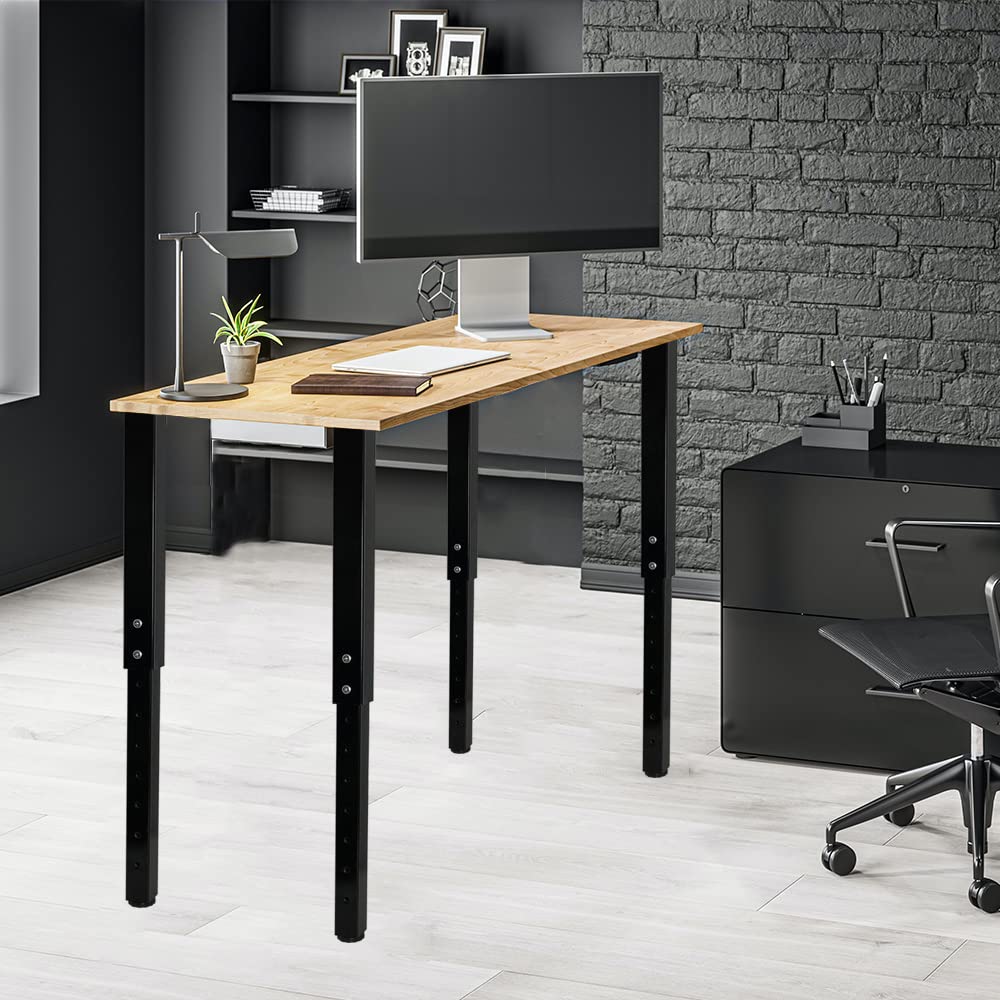 QLLY Adjustable Square Table Leg, 24-40 inch, 60-100cm, Home Office Custom DIY Table Legs, Furniture Leg Set (4, Black) QLLY