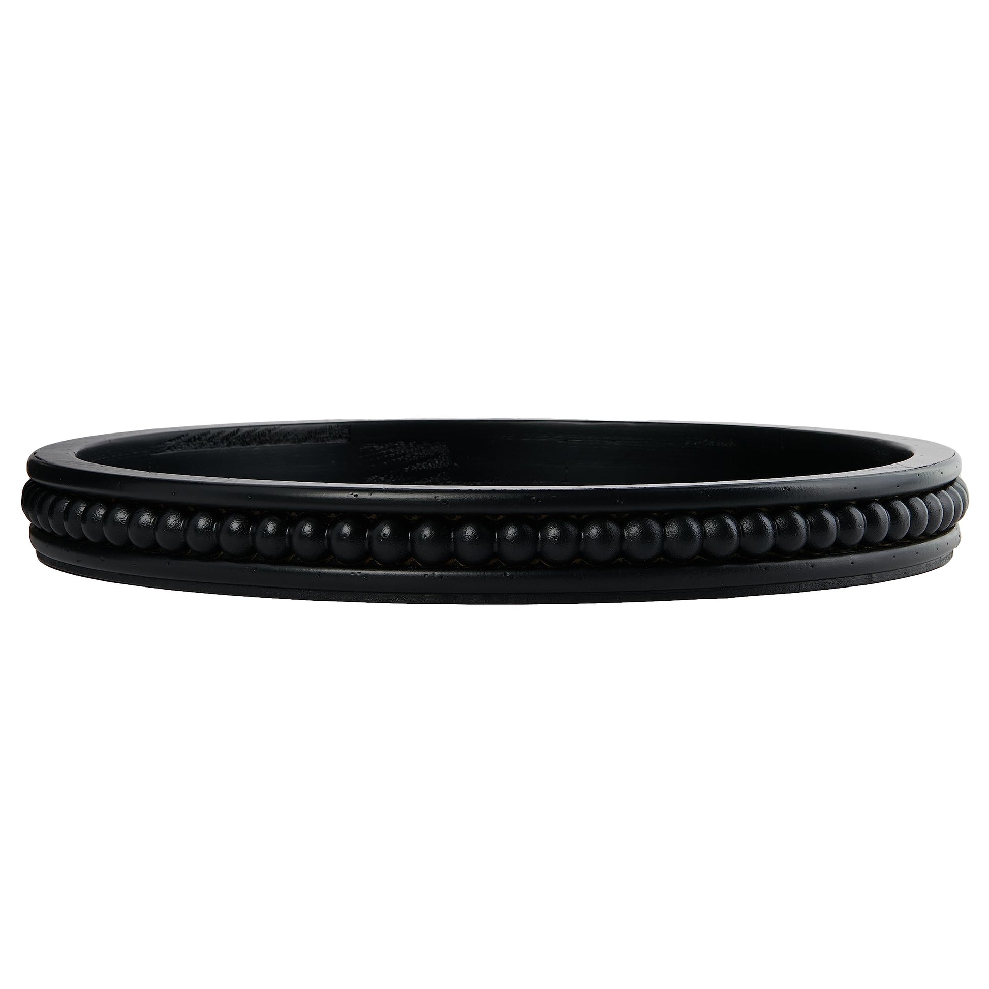 Creative Co-Op Farmhouse Decorative Wood Circle Hobnail Edge, Black Tray - WoodArtSupply