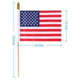 Small American Flags on Stick, 50 Pcs Fourth of July Decorations Outdoor 4''x6'' USA Flag, 4th of July Flags American Flag Small With Wooden Stick,Mini Flags for Outside Patriotic Decor for Yard Patio HOOSUN