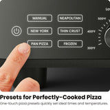CHEFMAN Indoor Pizza Oven - Makes 12 Inch Pizzas in Minutes, Heats up to 800°F - Countertop Electric Pizza Maker with 5 Touchscreen Presets, Pizza Stone and Peel Included - Stainless Black Chefman