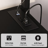 Bestier Bakers Rack with Power Outlet, Height-Adjustable 45" to 55" Kitchen Microwave Stand with Storage Cabinet, Coffee Bar Cabinet with LED Light, Kitchen Stand with 10 S-Hooks (Black) Bestier