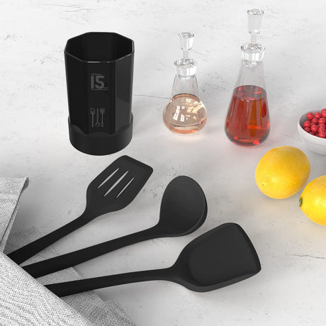 Silicone Cooking Utensils Set - 446°F Heat Resistant Kitchen Utensils,Turner Tongs,Spatula,Spoon,Brush,Whisk,Kitchen Utensil Gadgets Tools Set for Nonstick Cookware,Dishwasher Safe (BPA Free) AOTHOD