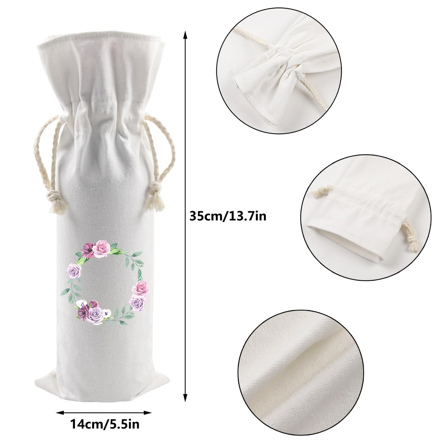 OKBA 10 PCS Sublimation wine gift bag blank, Canvas wine bottle bag with drawstring, Suitable for sublimation, screen printing, DIY graffiti Wedding Birthday Party Gift Bag