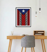 DIY Diamond Painting Kit Puerto Rican Tribal Flag 5D Diamond Picture Rhinestone Pasted DIY Cross Stitch Arts Diamond Painting Kits for Home Wall Decor Gifts 12x16 inch DVWIVGY