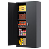 Aobabo Locking Metal Cabinet, Adjustable Shelves, Utility & Garage Storage, 72”, Black Aobabo