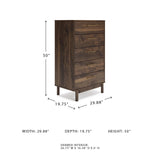 Signature Design by Ashley Calverson Contemporary 5 Drawer Chest of Smooth-Gliding Drawers and Safety Stop, Dark Brown Signature Design by Ashley