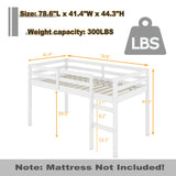 Anwick Twin Low Loft Bed with Stairs and High Guardrail, Wood Junior Loft Bed Frame for Kids Toddler, Space Saving, No Box Spring Needed (White) Anwick