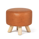 Asense Small Round Ottoman Foot Rest Stool Fabric Padded Seat Footstool Ottoman with Wooden Legs (Dark Orange,Fabric) Asense