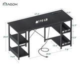 AODK 48 Inch Small Computer Desk with Power Outlets & Type-C, Home Table with Storage Shelves, Student Laptop PC Desks for Small Spaces Home Office Writing Desk, Kids Desk, Black AODK
