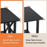 GreenForest Coffee Table with Round Corner, Farmhouse Center Table with 2-Tier Storage Shelf X-Frame Design for Living Room, 39 inch Black GreenForest