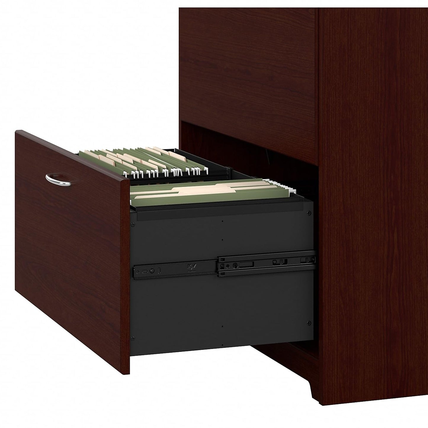 Bush Furniture Cabot Lateral File Cabinet in Harvest Cherry - WoodArtSupply