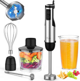 Immersion Blender Handheld, 1100W 5-in-1 Multi-Purpose Hand Blender, 12-Speed Stick Blender, 600ml Beaker, 500ml Chopper, Egg Whisk, Milk Frother, Black MOOKA FAMILY
