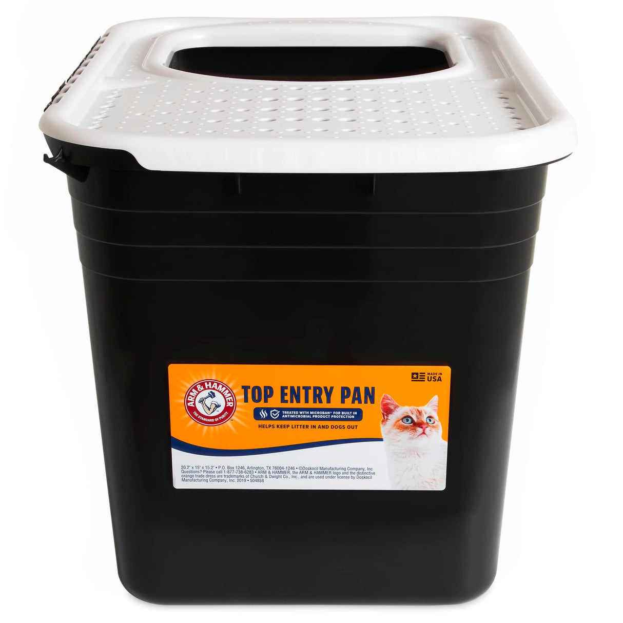 Arm & Hammer Premium Top Entry Litter Box with Filter to Clean Paws and Microban, Made in USA Arm & Hammer