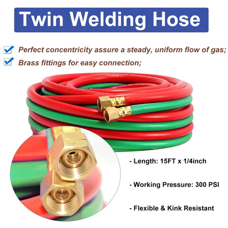 Cutting Torch Set Oxy Acetylene Torch Kit,Portable Gas Cutting Torch and Welding Kit with Acetylene Oxygen Gas Regulator Welding Hose Welding Glasses Storage Case (#22557) iMeshbean