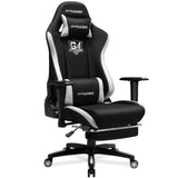 GTRACING Gaming Chair with Footrest, Fabric Breathable Big and Tall Ergonomic Computer Chair 350 lbs with Adjustable Lumbar Support and Recliner, High Back Game Chair for Office Gaming, Black GTRACING