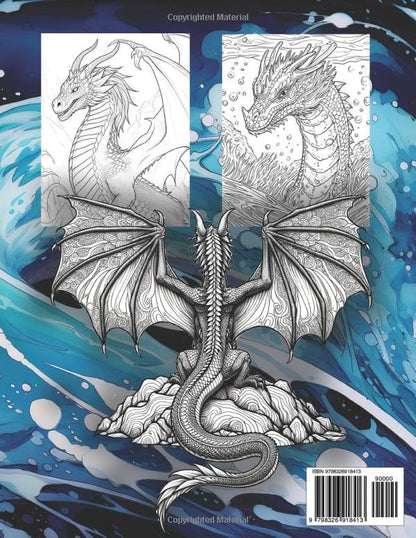 Aqua Dragons: Coloring Book for Teens and Adults