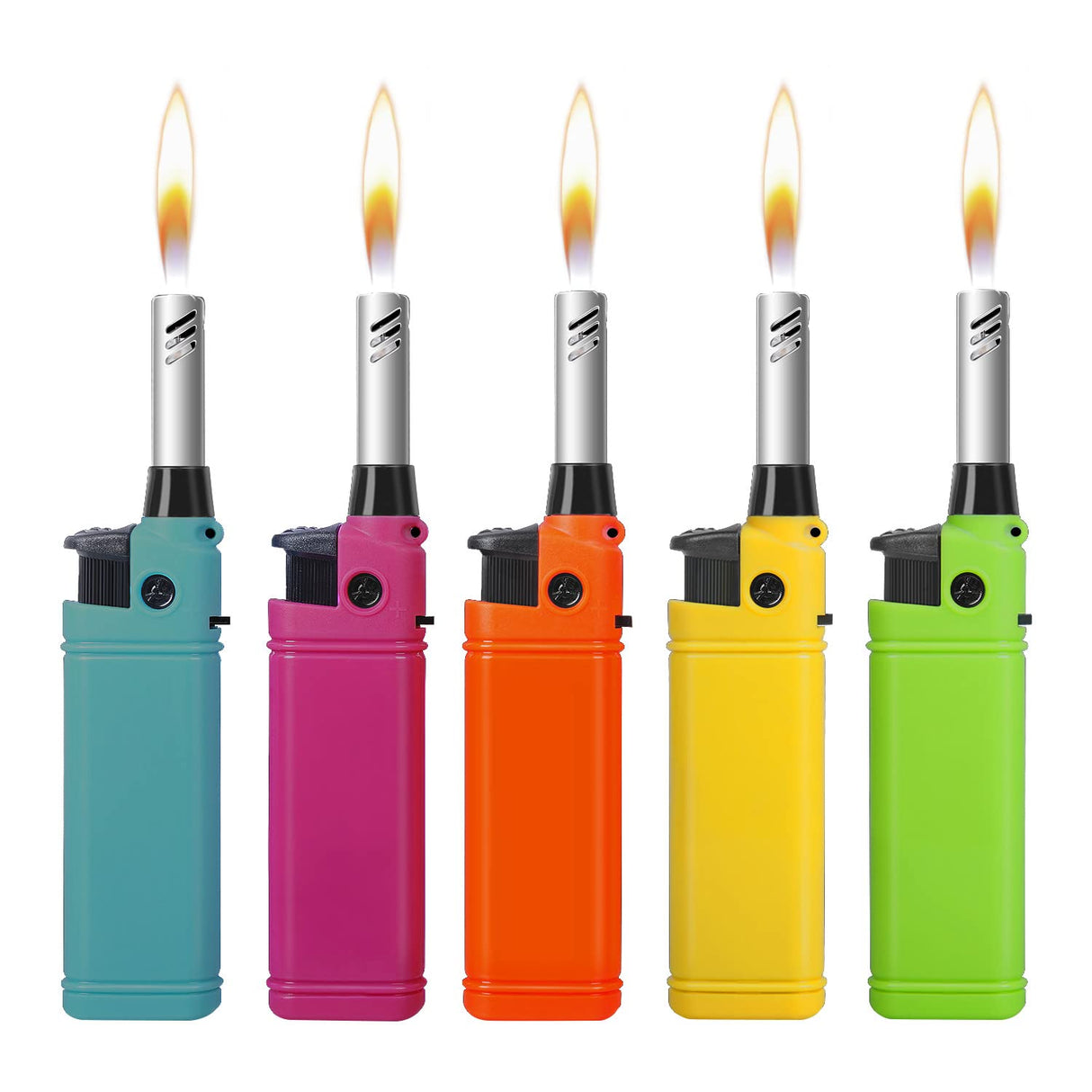 Navpeak Mini Candle Lighter Multipurpose Lighter Utility Lighter with Extended Wand Handy Refillable for Kitchen Fireplace Pilot Light DIY BBQ Grill Stove 5 Pack (Butane Included) Navpeak