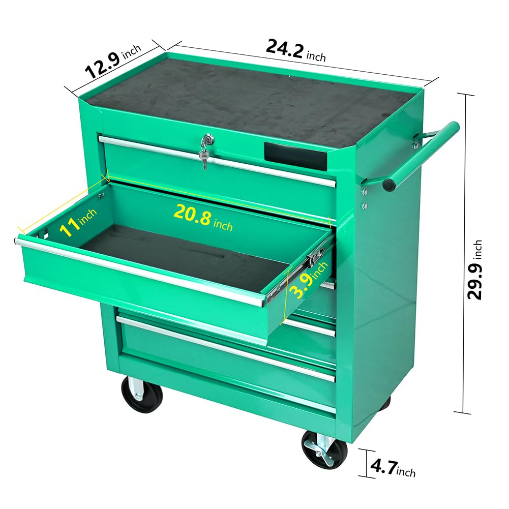 SLifet Tool Cart 5-Drawer, Tool Box with Wheels, Rolling Tool Chest, Multifunctional Tool Cart, Tool Storage Organizer Trolley with Interlock System, Mechanic Tool Storage Cabinet, for Garage - WoodArtSupply