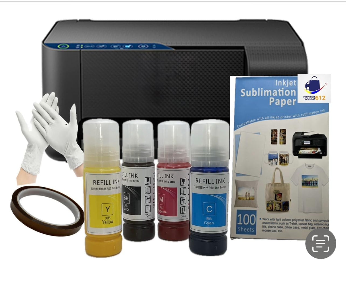 Cartridge-Free Super-Tank Printer with Sublimation Sublimation Heat Transfer Image Printing for T-Shirts Ceramic Mugs Bags and More. Conversion Printer GENERIC