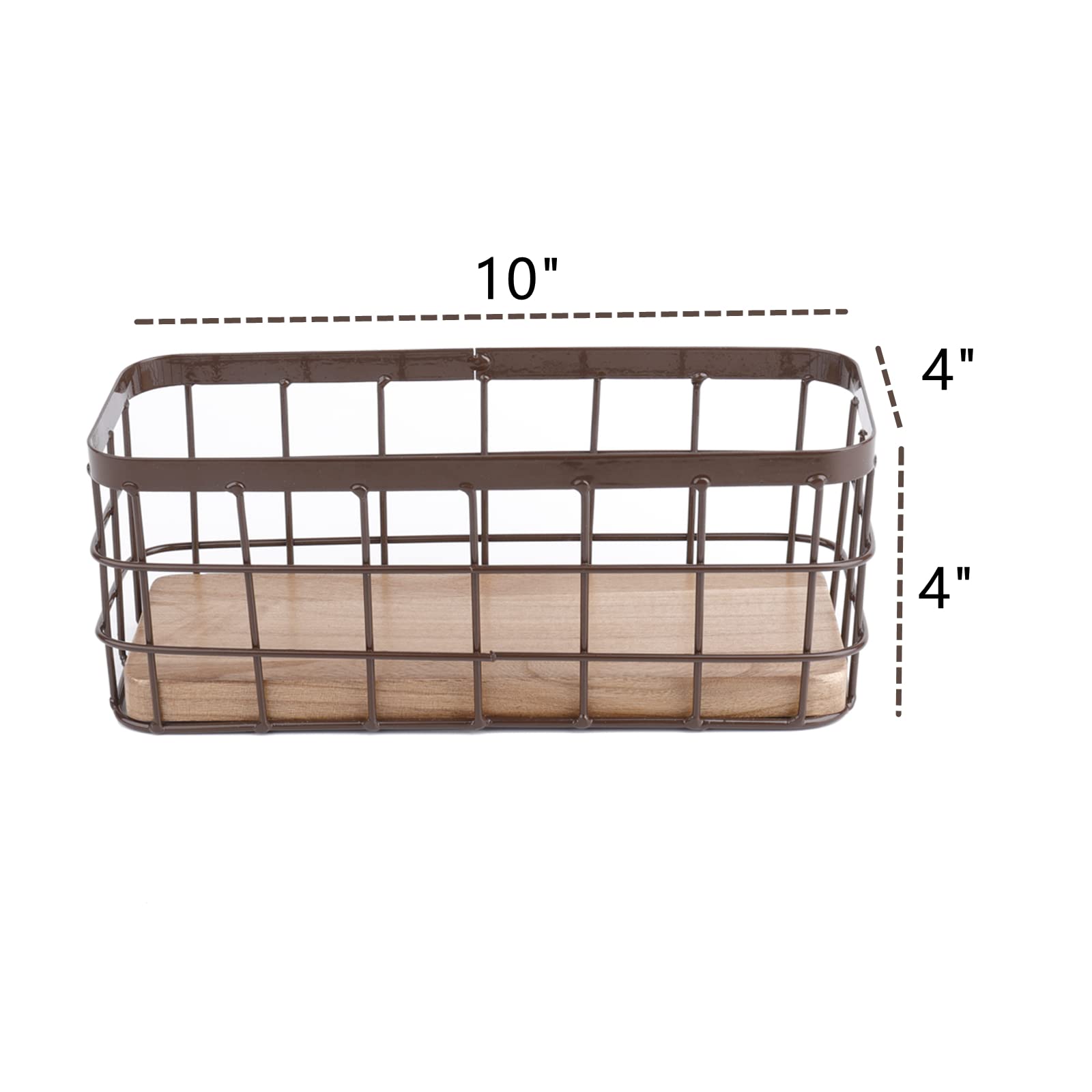 Dicunoy Set of 2 Small Wire Baskets, Narrow Rustic Storage Bin for Bathroom Counter, Farmhouse RectangleOrganizer Tray for Kitchen Countertop, Pantry, RV, School Classrooms, Office Decorative - WoodArtSupply